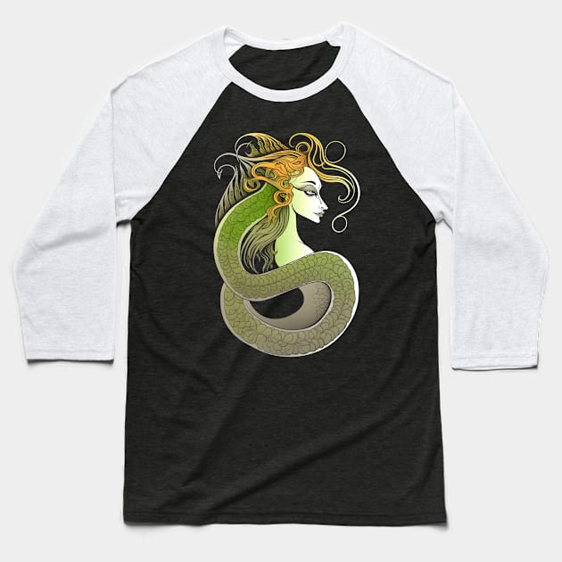 Celtic Serpent Woman Baseball T-Shirt by Peter Awax